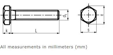 Hex Bolts Dimensions Table | DIN 933 | DIN 931 Size Chart