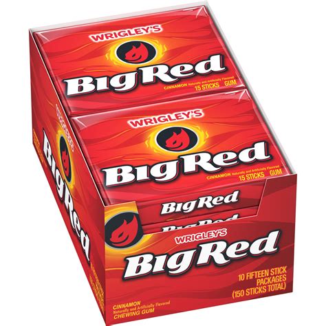 Wrigley's Big Red Cinnamon Gum, 15-Stick Pack (10 packs) - Walmart.com ...