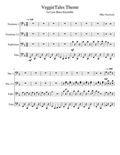 VeggieTales Theme sheet music for Trombone, Tuba download free in PDF ...