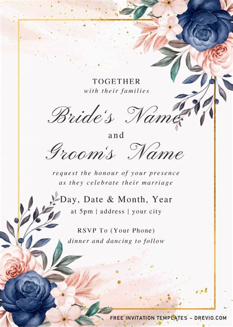 Blue Rose Invitation Templates – Editable With MS Word | Free printable ...