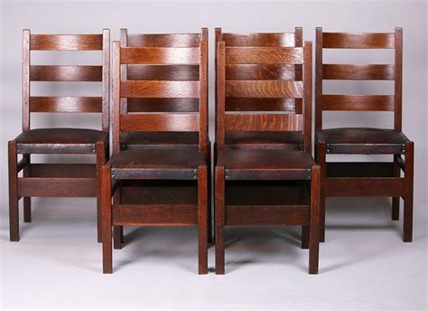 Set of 6 Gustav Stickley #306 1/2 Dining Chairs | Gustav stickley ...