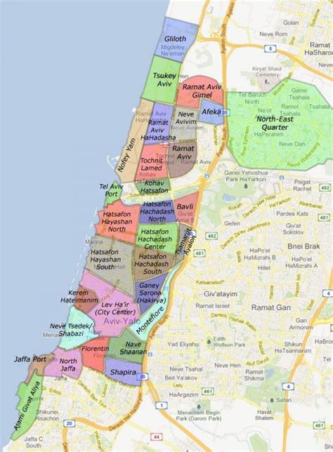 Tel Aviv neighborhood map - Tel Aviv neighborhoods map (Israel)