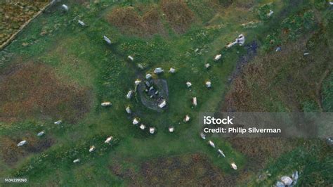 Aerial View Of Famous Ancient Stone Cruciform Formation Callanish Outer ...