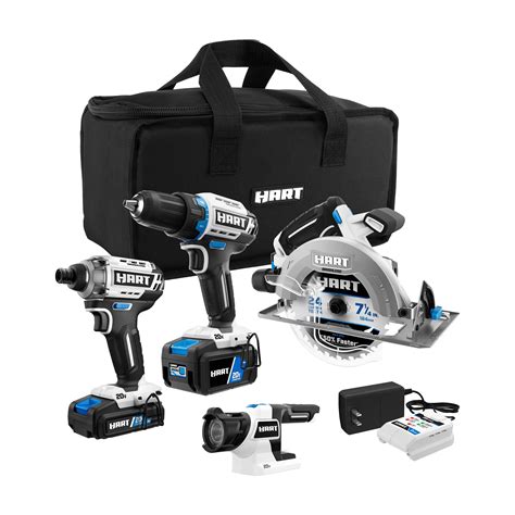 HART 20-Volt 4-Tool Brushless Combo Kit w/ 2Ah + 4Ah Batteries