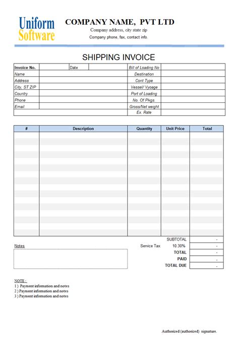 Shipping Invoice Template (1)