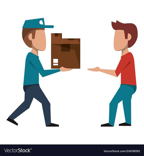 Courier delivering boxes to customer Royalty Free Vector