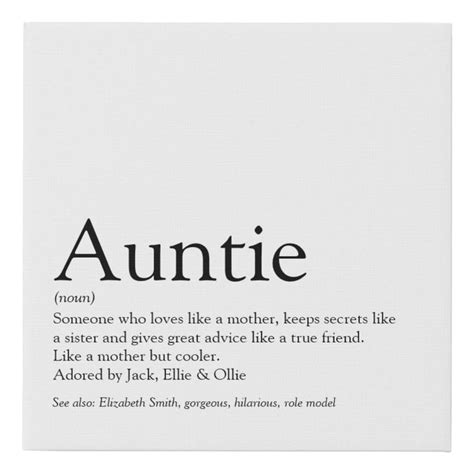 Best Aunt Auntie Definition Black and White Fun Faux Canvas Print ...