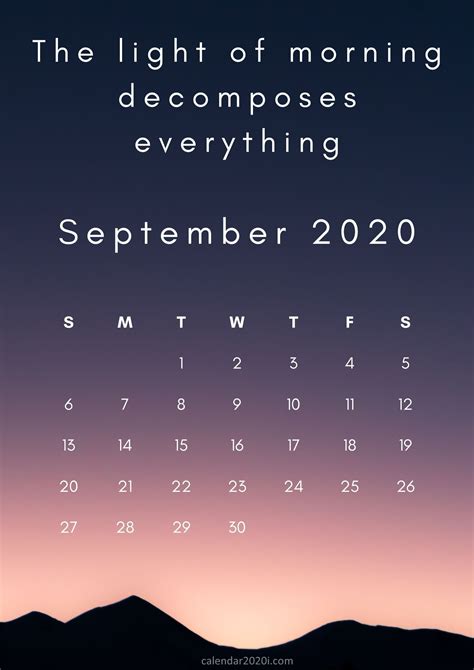 September Motivational Calendar 2020 with best quotes and HD Background ...