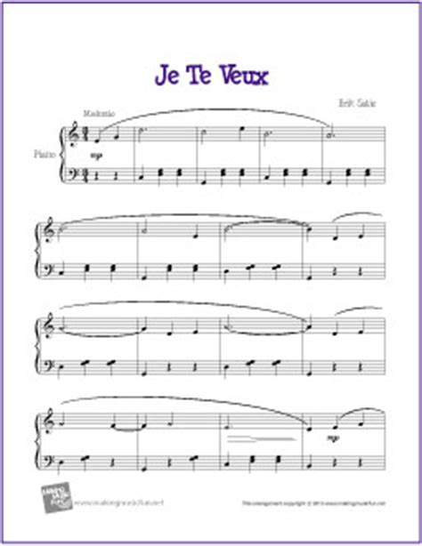 Je Te Veux (Satie) | Free Easy Piano Sheet Music