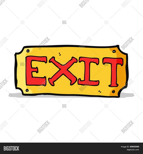 Cartoon Exit Sign Vector & Photo (Free Trial) | Bigstock