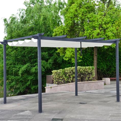 ALEKO Aluminum Outdoor Retractable Canopy Pergola - 13 x 10 Ft - White ...