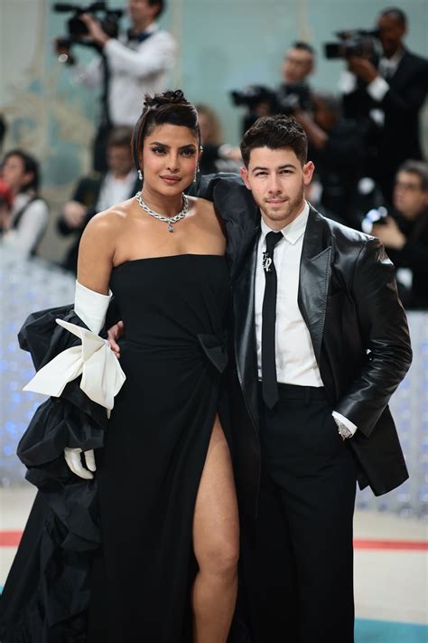 Priyanka Chopra and Nick Jonas Are Glamorous in Black and White at the ...