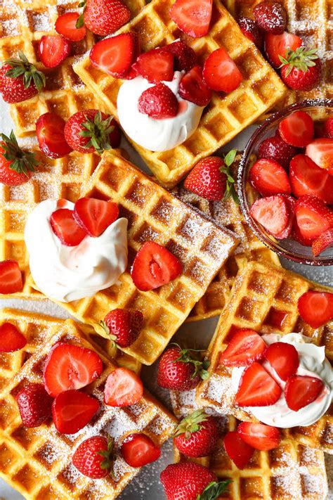 Strawberries and Cream Buttermilk Waffles - Damn Delicious