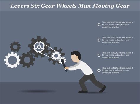 Levers Six Gear Wheels Man Moving Gear | Presentation PowerPoint ...