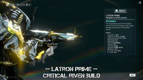 Warframe Latron Prime Critical Riven Build - video Dailymotion