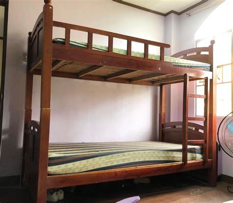 Wooden double deck bed frame, Furniture & Home Living, Furniture, Bed ...