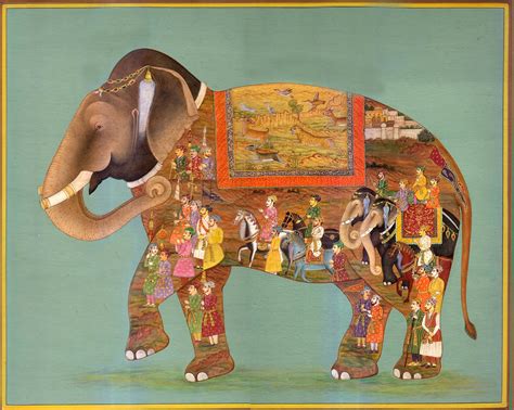 Elephant Painted with Royal Procession and Wild Life Scene