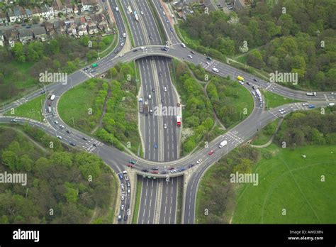 Aerial view on the road junction of the North Circular Road near Stock ...