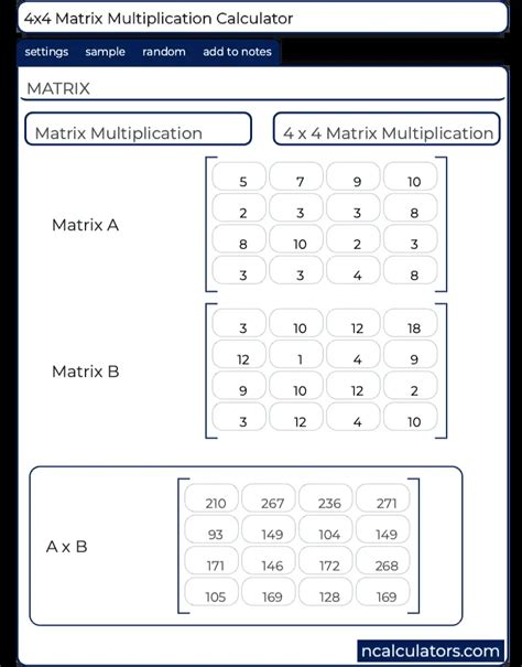 4x4 Matrix Multiplication Calculator