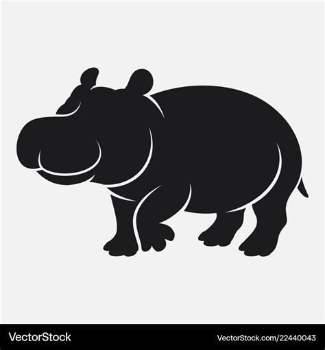 Cartoon hippo silhouette isolated on white Vector Image