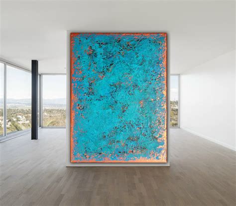 Original ABSTRACT PAINTING XLarge Canvas Art Turquoise Abstract Wall ...