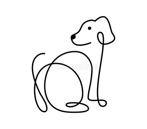 Cute One Line Vector Dog Logo. Minimalist Pet in Abstract Hand Drawn ...