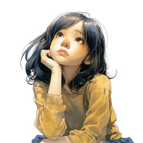 Premium AI Image | Asian girl in thinking and doubts cartoon ...