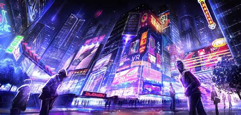 Futuristic Cyberpunk Neon City Wallpaper - BEST SPARKLE WALLPAPER