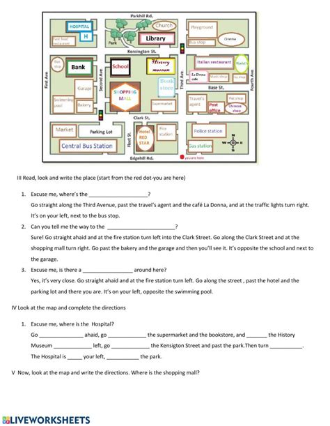 Asking for and giving directions worksheet | Maps for kids, Worksheets ...