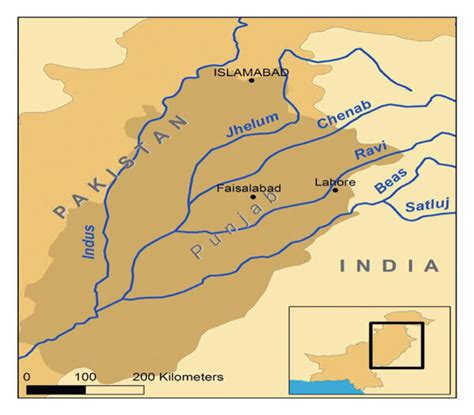 Chenab river basin and its adjoining river map. | Download Scientific ...