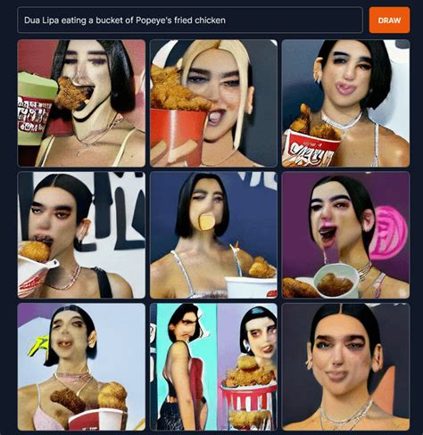 Dua Lipa eating fried chicken : r/craiyon