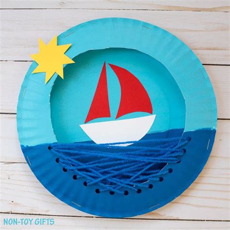 Paper Plate Boat Craft For Kids. Easy Summer Craft For Preschoolers ...