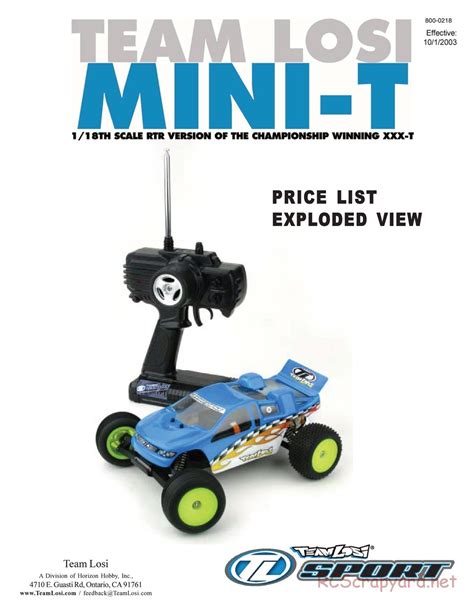 Team Losi - Mini-T - Parts List and Exploded View - LOSB0200 ...