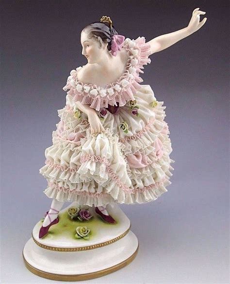 Antique Rare Large 12" Volkstedt Dresden Porcelain Lace Ballerina ...