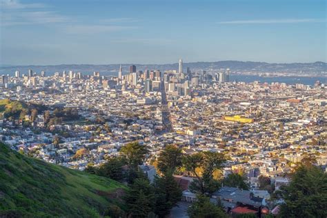 Premium Photo | San francisco skyline cityscape view from top of hill