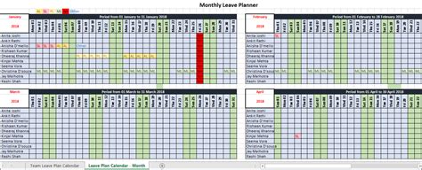 Monthly Leave Planner Template – ITSM Docs - ITSM Documents & Templates