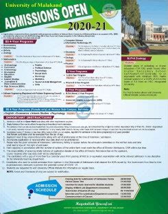 University Of Malakand UOM Chakdara Admission