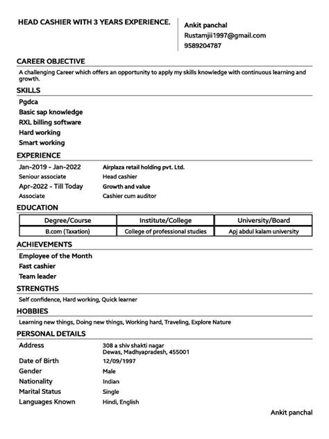 ankit Resume_Resume_Format1 | PDF