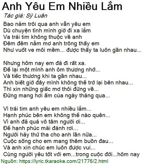 Lời bài hát Anh Yêu Em Nhiều Lắm (Sỹ Luân) [có nhạc nghe]