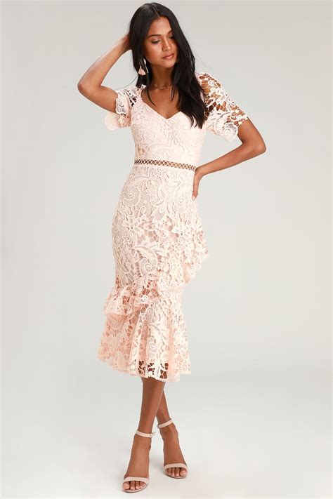 Pink Lace Midi Dress