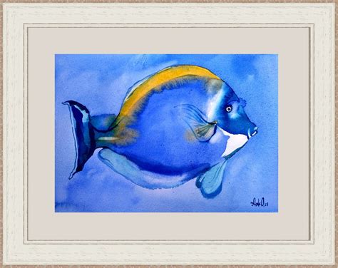 Blue Fish Painting Animal Original Art Watercolor Ocean Art | Etsy