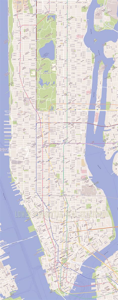 Detailed road (streets) map of Manhattan, NYC. Manhattan detailed ...