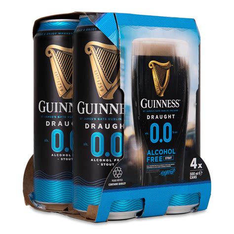 Draught 0.0% Non-Alcoholic Stout Beer Can 4 X 500ml Guinness | ALDI.IE