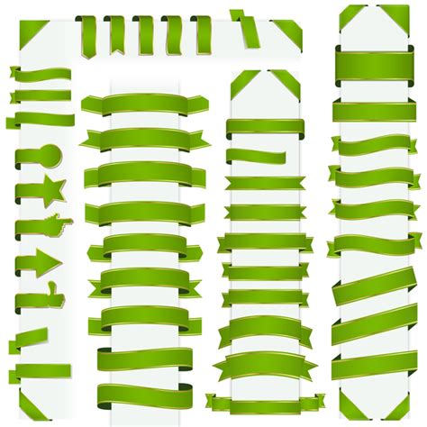 Green ribbon banners vectors 01 free download