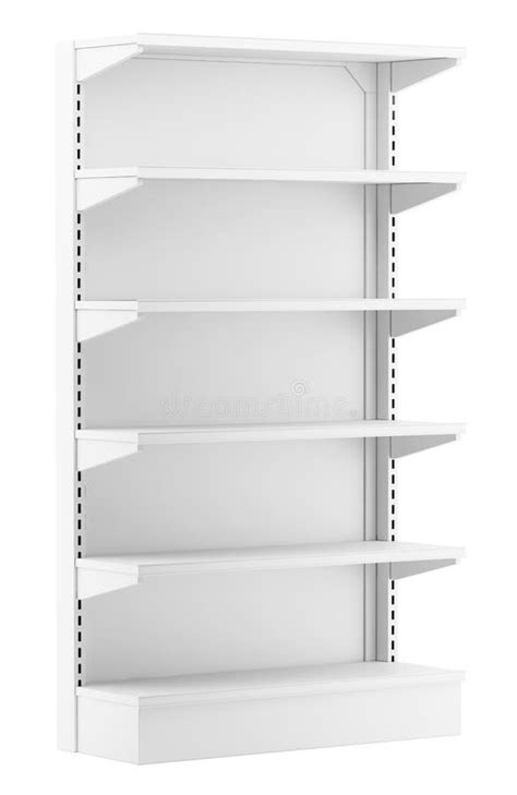 Empty Supermarket Shelf. Retail Store White Blank Shelves For ...