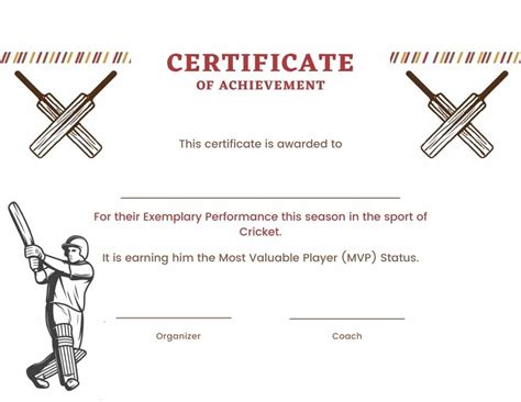 Printable Cricket Certificate Templates: Free Download | Certificate Of