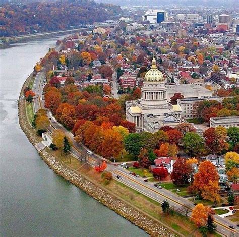 The beautiful gold dome of West Virginias Capitol building along the ...