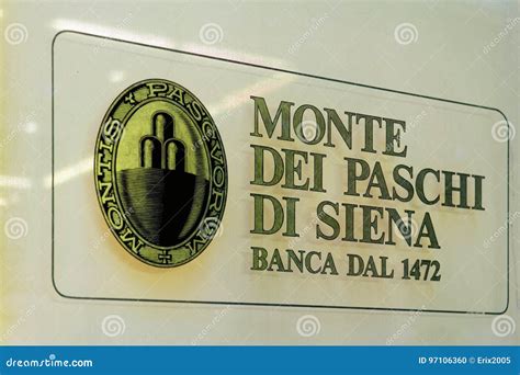 Plate of Monte Dei Paschi Di Siena Banca Bank Editorial Image - Image ...