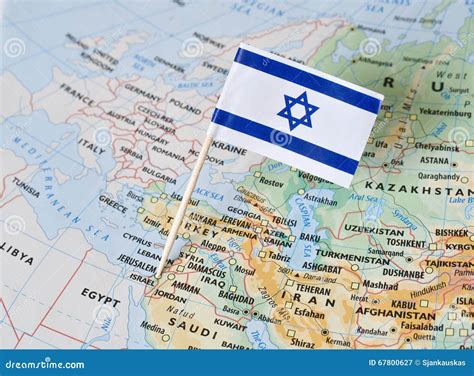 Israel flag pin on map stock image. Image of exploration - 67800627