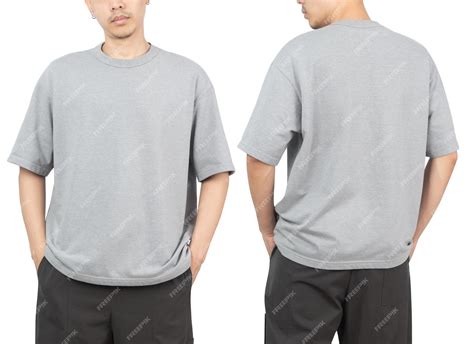 Premium Photo | Young man in grey oversize t-shirt mockup front and ...